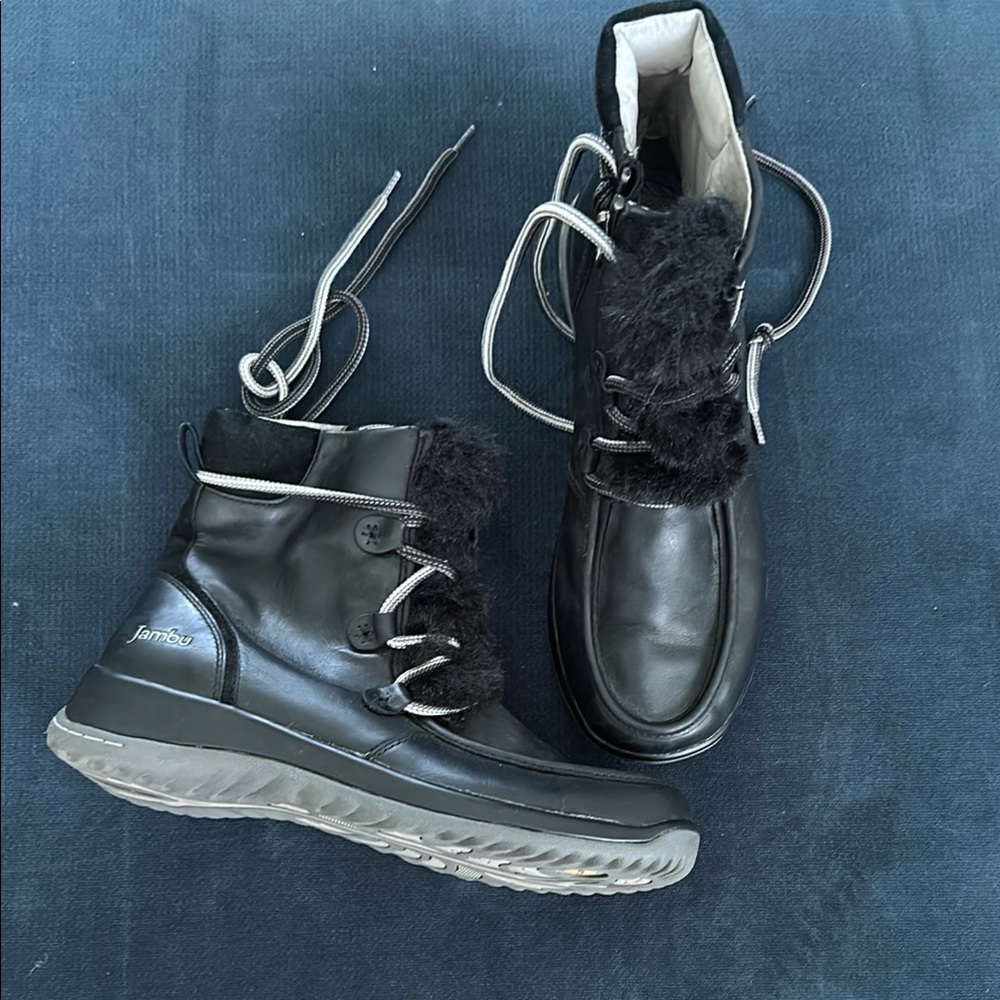 Jambu Black Winter Boots with Fur Trim
